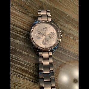 Silver coach watch with rhinestones